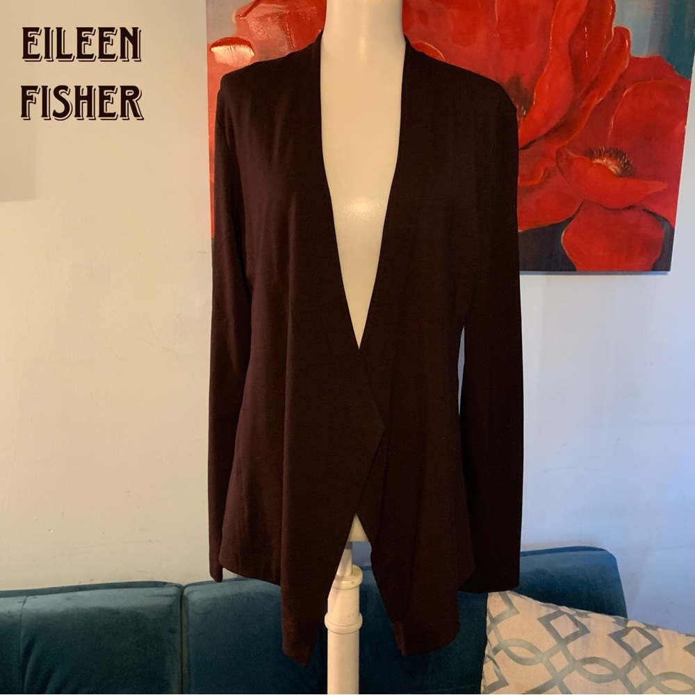 Eileen Fisher Open Cardigan Plum Medium M Top